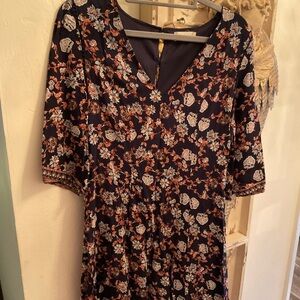 Altar'd State Navy Floral Midi Dress